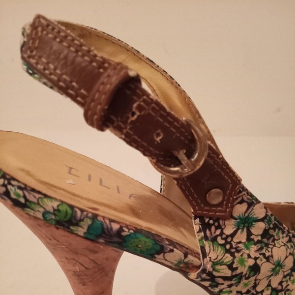 🎀SALE🎀NWOT Rhinestone Cork Platform High Heels Open Toe Buckle Strap Shoes - Picture 13 of 16